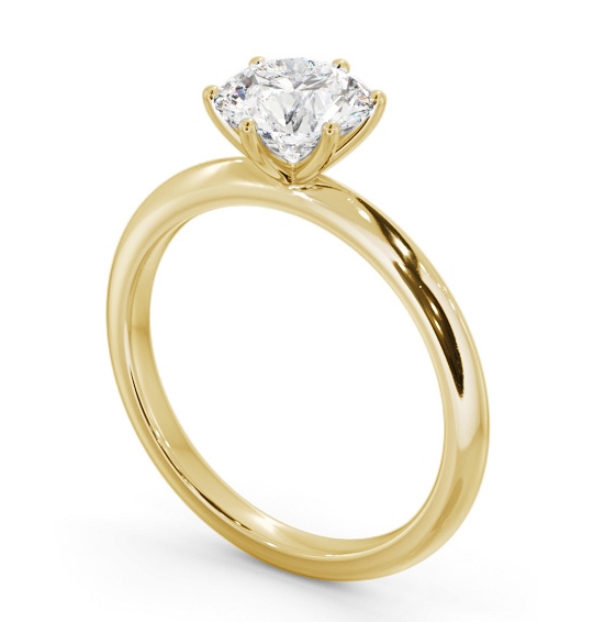 Round Diamond 6 Prong with Knife Edge Band Engagement Ring 18K Yellow Gold Solitaire ENRD210_YG_THUMB1