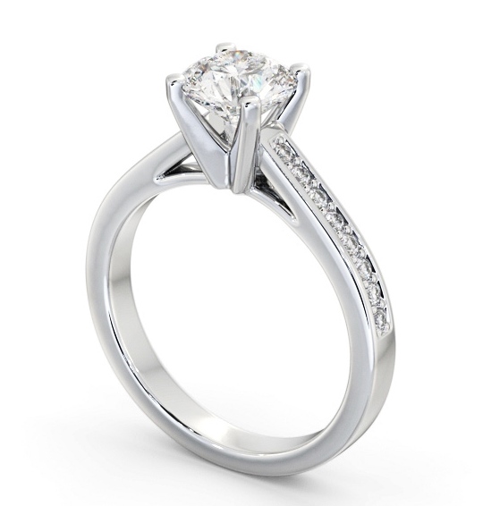 Round Diamond Engagement Ring 9K White Gold Solitaire with Channel Set Side Stones ENRD210S_WG_THUMB1