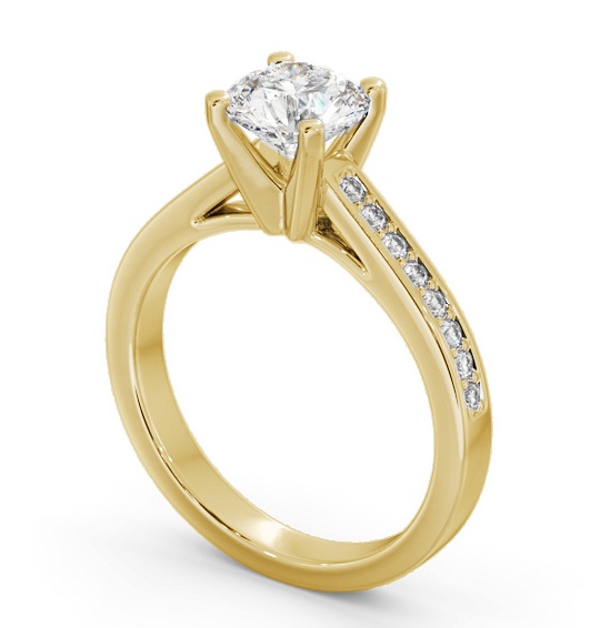 Round Diamond Engagement Ring 9K Yellow Gold Solitaire with Channel Set Side Stones ENRD210S_YG_THUMB1