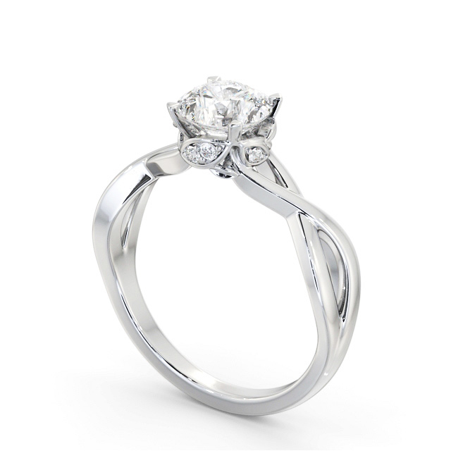 Round Diamond Engagement Ring Palladium Solitaire - Carla ENRD211_WG_SIDE