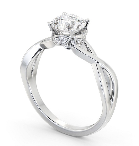 Round Diamond Intricate Design Engagement Ring 18K White Gold Solitaire ENRD211_WG_THUMB1 