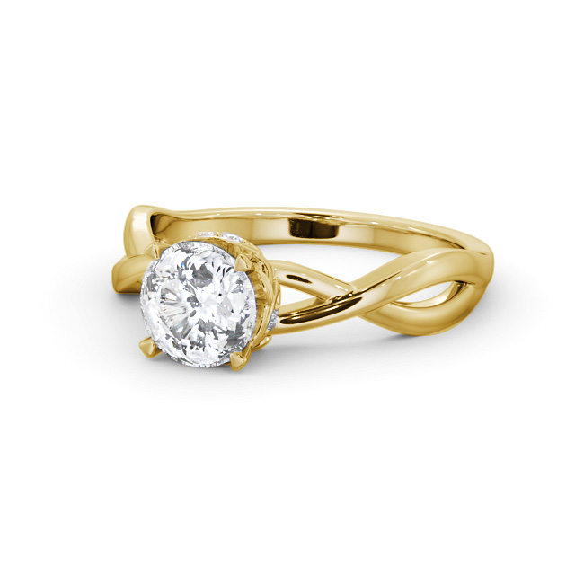 Round Diamond Engagement Ring 18K Yellow Gold Solitaire - Carla ENRD211_YG_FLAT