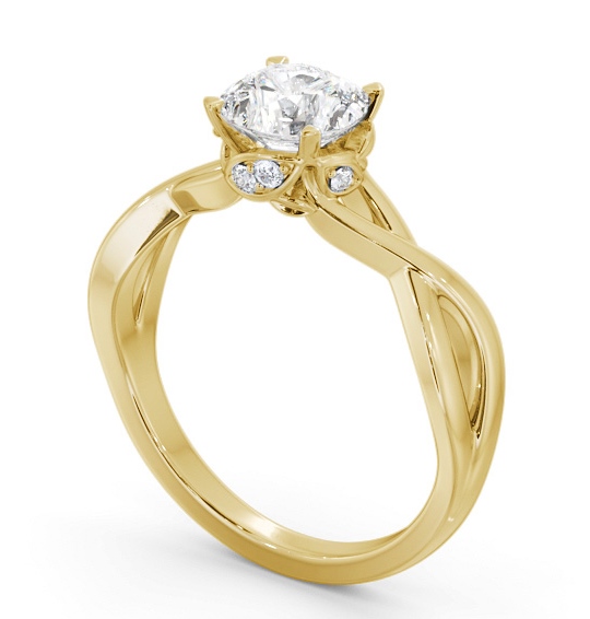 Round Diamond Intricate Design Engagement Ring 18K Yellow Gold Solitaire ENRD211_YG_THUMB1 