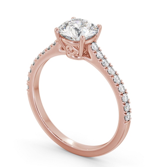 Round Diamond Sleek Style Engagement Ring 18K Rose Gold Solitaire with Channel Set Side Stones ENRD211S_RG_THUMB1