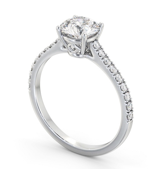 Round Diamond Engagement Ring 9K White Gold Solitaire With Side Stones - Vivien ENRD211S_WG_THUMB1