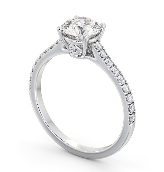 Round Diamond Sleek Style Engagement Ring 18K White Gold Solitaire with Channel Set Side Stones ENRD211S_WG_THUMB1