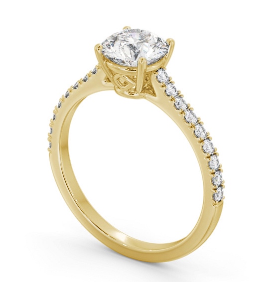 Round Diamond Sleek Style Engagement Ring 9K Yellow Gold Solitaire with Channel Set Side Stones ENRD211S_YG_THUMB1