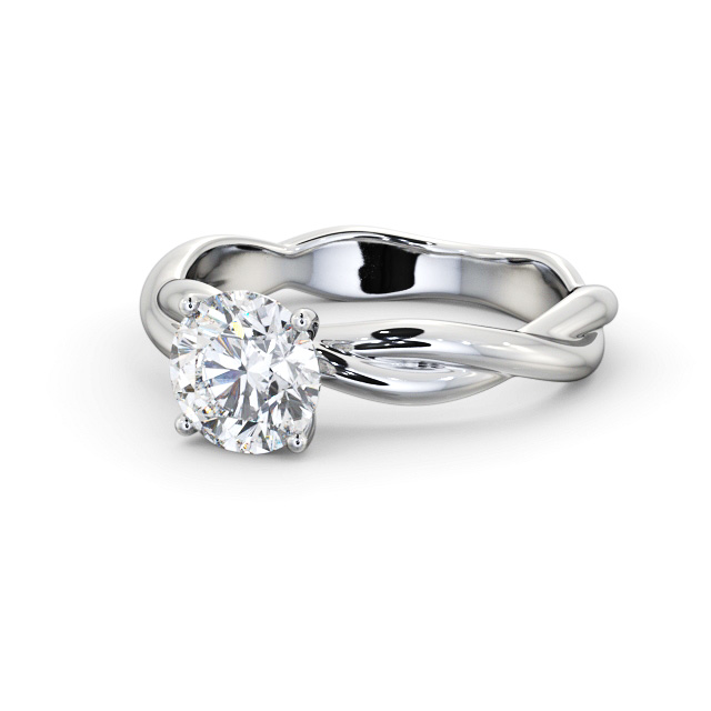Round Diamond Engagement Ring Palladium Solitaire - Greashill ENRD212_WG_FLAT