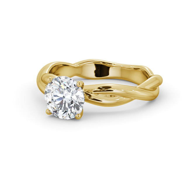 Round Diamond Engagement Ring 9K Yellow Gold Solitaire - Greashill ENRD212_YG_FLAT