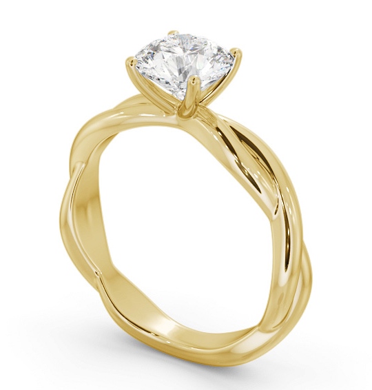 Round Diamond Cross Over Band Engagement Ring 18K Yellow Gold Solitaire ENRD212_YG_THUMB1 