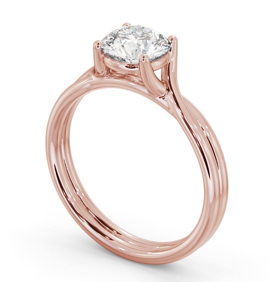 Round Diamond Twin Band Engagement Ring 18K Rose Gold Solitaire ENRD215_RG_THUMB1 