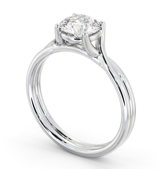 Round Diamond Twin Band Engagement Ring 18K White Gold Solitaire ENRD215_WG_THUMB1 