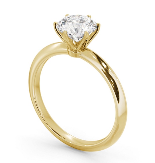 Round Diamond Knife Edge Band Engagement Ring 18K Yellow Gold Solitaire ENRD216_YG_THUMB1