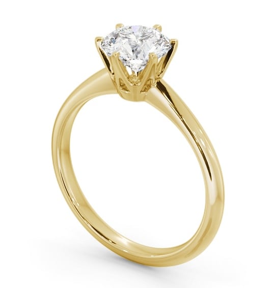 Round Diamond Knife Edge Band Engagement Ring 18K Yellow Gold Solitaire ENRD217_YG_THUMB1