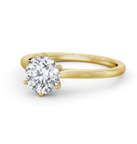 Demi Round Diamond Engagement Ring Six Claw Basket Setting ENRD219_YG_THUMB2 