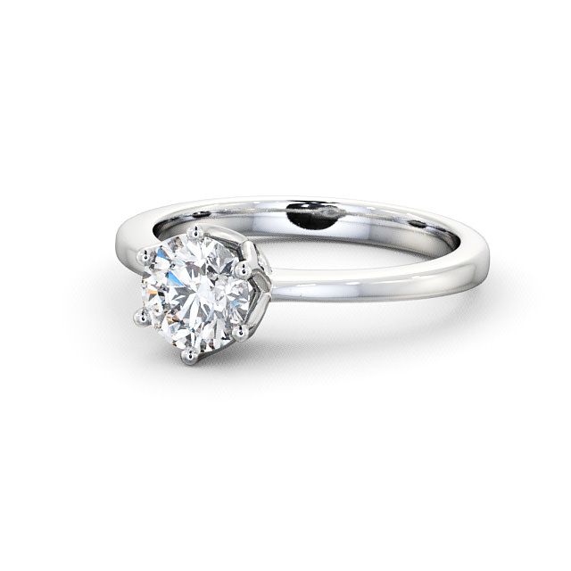 Round Diamond Engagement Ring 18K White Gold Solitaire - Banbury ENRD21_WG_FLAT