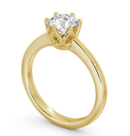 Round Diamond Decorative Engagement Ring 18K Yellow Gold Solitaire ENRD21_YG_THUMB1