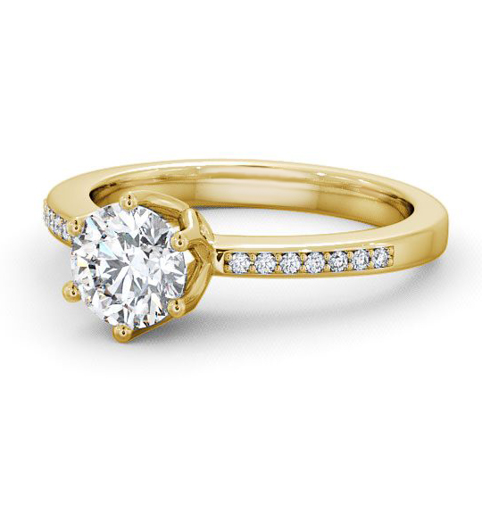 Buscott Round Diamond Engagement Ring Six Claw Tulip Setting ENRD21S_YG_THUMB2 