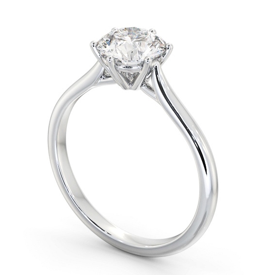 Round Diamond Tapered Band 6 Prong Engagement Ring 9K White Gold Solitaire ENRD220_WG_THUMB1