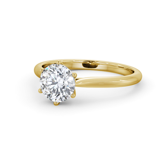 Round Diamond Engagement Ring 9K Yellow Gold Solitaire - Melina ENRD220_YG_FLAT