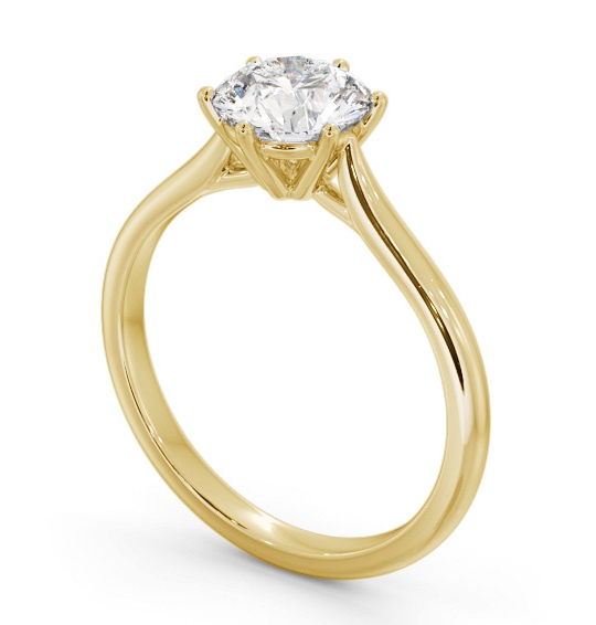 Round Diamond Tapered Band 6 Prong Engagement Ring 18K Yellow Gold Solitaire ENRD220_YG_THUMB1