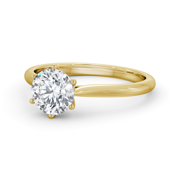 Melina Round Diamond Engagement Ring Six Claw Tapered Band ENRD220_YG_THUMB2 