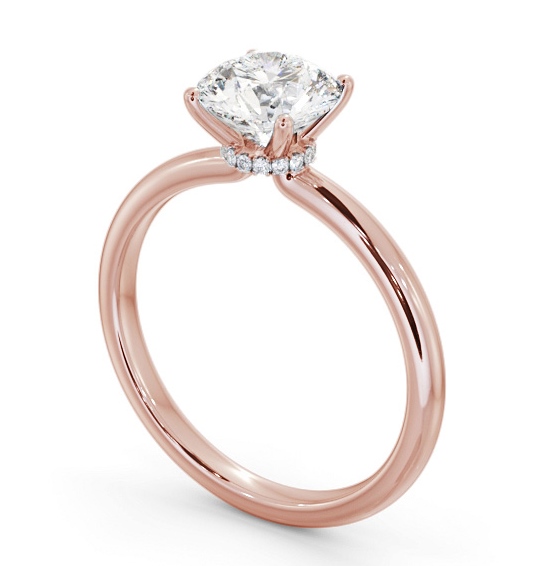 Round Diamond Hidden Halo Engagement Ring 18K Rose Gold Solitaire ENRD221_RG_THUMB1
