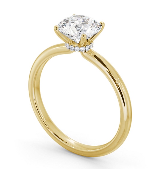 Round Diamond Hidden Halo Engagement Ring 18K Yellow Gold Solitaire ENRD221_YG_THUMB1 