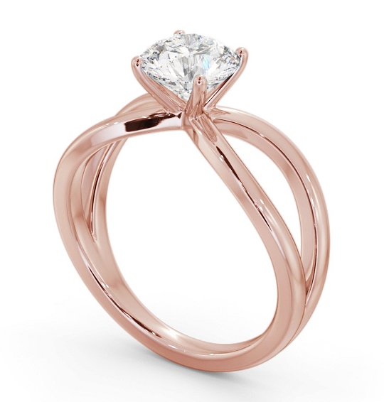 Round Diamond Split Bow Band Engagement Ring 18K Rose Gold Solitaire ENRD222_RG_THUMB1 