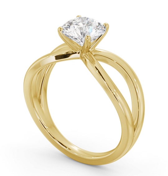 Round Diamond Split Bow Band Engagement Ring 18K Yellow Gold Solitaire ENRD222_YG_THUMB1