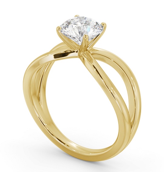 Round Diamond Split Bow Band Engagement Ring 9K Yellow Gold Solitaire ENRD222_YG_THUMB1