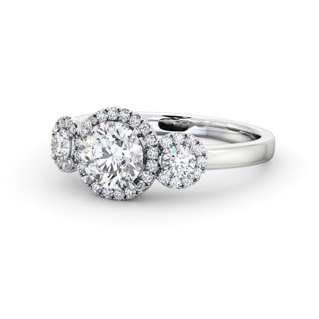Halo Round Diamond Engagement Ring 18K White Gold - Liliana ENRD223_WG_FLAT