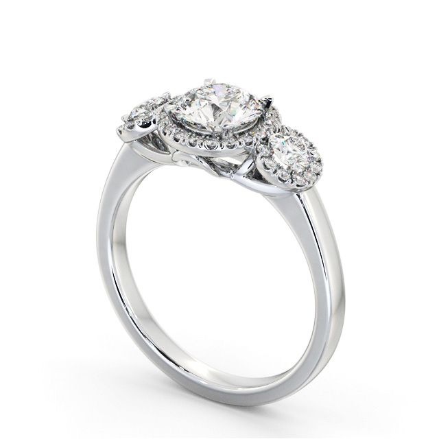 Halo Round Diamond Engagement Ring Platinum - Liliana ENRD223_WG_SIDE
