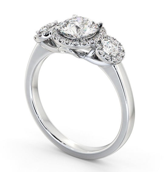 Halo Round Diamond Trilogy Style Engagement Ring Platinum ENRD223_WG_THUMB1