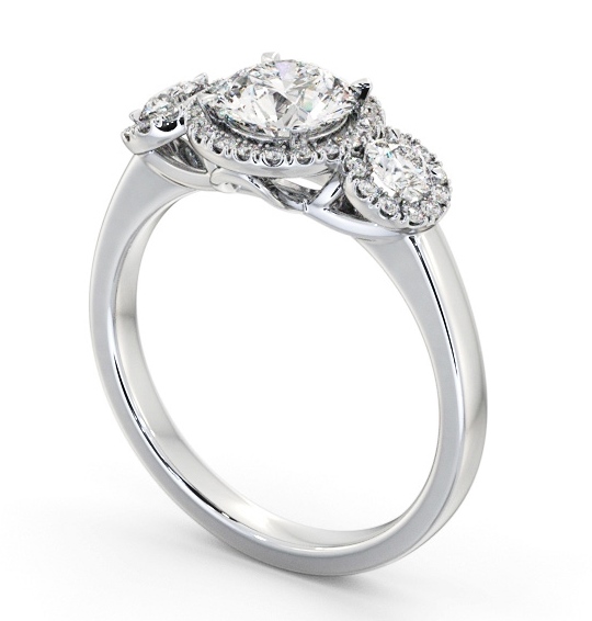 Halo Round Diamond Trilogy Style Engagement Ring Palladium ENRD223_WG_THUMB1