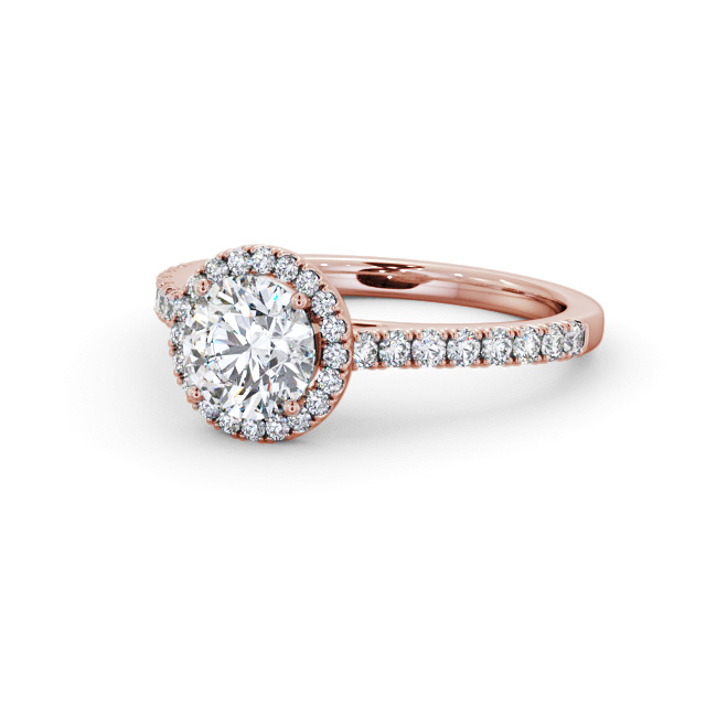 Halo Round Diamond Engagement Ring 9K Rose Gold - Foley ENRD224_RG_FLAT