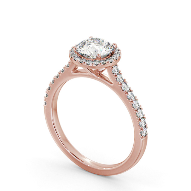 Halo Round Diamond Engagement Ring 9K Rose Gold - Foley ENRD224_RG_SIDE