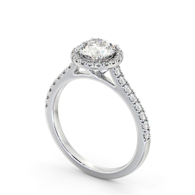 Halo Round Diamond Engagement Ring 18K White Gold - Foley