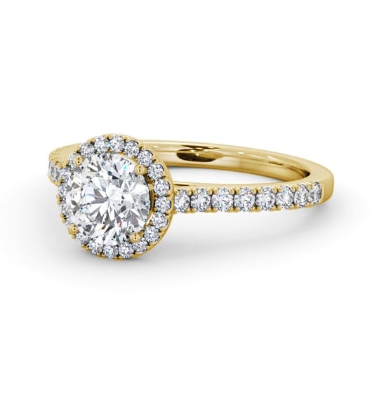  Halo Round Diamond Engagement Ring 18K Yellow Gold - Foley ENRD224_YG_THUMB2 