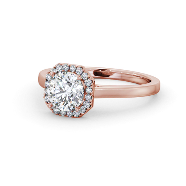 Halo Round Diamond Engagement Ring 9K Rose Gold - Arwen ENRD225_RG_FLAT