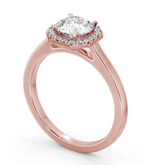 Round Diamond with Asscher Shape Halo Engagement Ring 18K Rose Gold ENRD225_RG_THUMB1