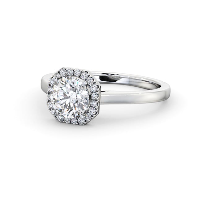 Halo Round Diamond Engagement Ring Platinum - Arwen ENRD225_WG_FLAT