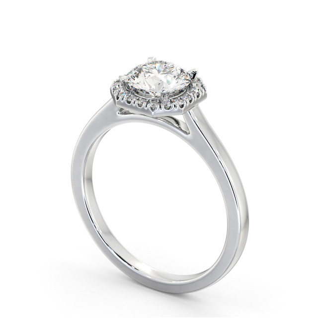 Halo Round Diamond Engagement Ring Platinum - Arwen