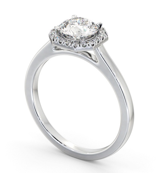 Round Diamond with Asscher Shape Halo Engagement Ring 18K White Gold ENRD225_WG_THUMB1