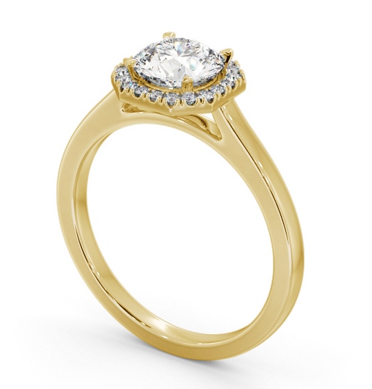 Round Diamond with Asscher Shape Halo Engagement Ring 18K Yellow Gold ENRD225_YG_THUMB1