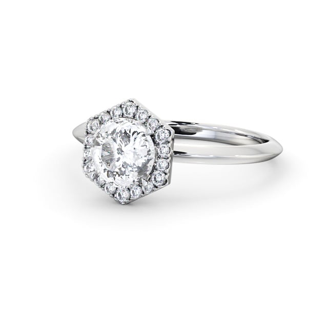 Halo Round Diamond Engagement Ring Platinum - Enya ENRD226_WG_FLAT