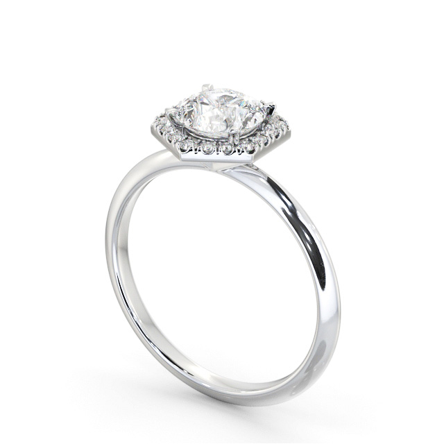 Halo Round Diamond Engagement Ring 9K White Gold - Enya ENRD226_WG_SIDE