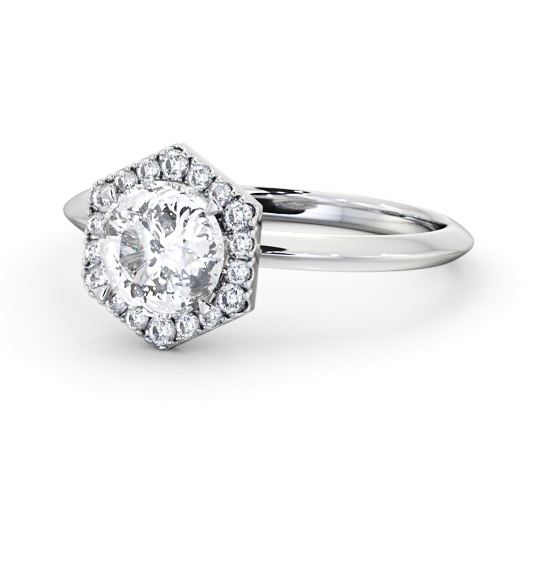  Halo Round Diamond Engagement Ring 18K White Gold - Enya ENRD226_WG_THUMB2 
