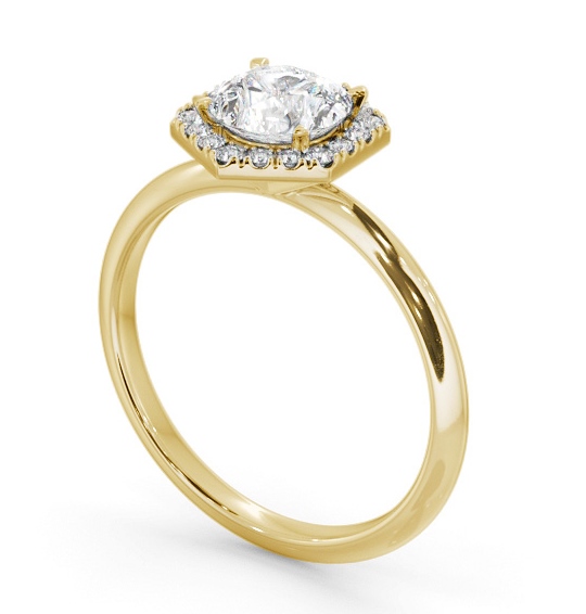  Halo Round Diamond Engagement Ring 18K Yellow Gold - Enya ENRD226_YG_THUMB1 