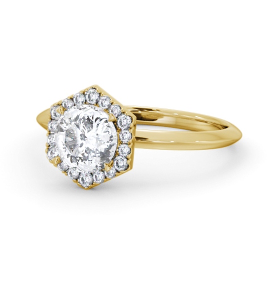  Halo Round Diamond Engagement Ring 9K Yellow Gold - Enya ENRD226_YG_THUMB2 